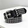 Cinturón Tachonado Estilo Punk Pu Oscuro para Mujer con Diseño Único de Púas de Estrella, Versátil para Jeans, Cinturón Decorativo de Moda