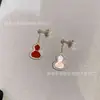 Pendientes de Calabaza Kirin Aleación de Cobre Chapado en Oro Rosa de 18 Quilates Pendientes Largos Pendientes de Ágata Roja Tamaño Mediano Lujo Accesible