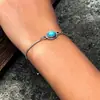 Joyería Transfronteriza Europea y Americana Colgante Vintage Pulsera de Turquesa Ajustable Estilo Étnico Cadena de Caja de Una Sola Capa Joyería de Mano