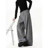 Calças Casuais de Primavera e Outono Masculinas Tendência Perna Reta Perna Larga Design de Calça Social Nicho Caimento Estilo Old Money Relaxado Retro Listrado Marca
