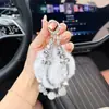 Cadena de Teléfono de Pompones de Felpa Suave con Cuentas de Cristal Llavero Creativo de Cuentas de Cristal Colgante Brillantante Strass Colgante de Bolso de Moda