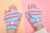 Guantes de felpa para niños, nuevos de otoño e invierno, cálidos y gruesos, de dibujos animados, de doble propósito, con medio dedo, para escribir a bebés.