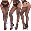 Liguero transparente de encaje entrepierna abierta popular europeo y americano medias de red de pesca sexy de seda negra liguero antideslizante Mujer 7546