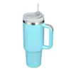 Copo térmico transfronteiriço de 40 oz com alça, porta-copos de carro, grande capacidade, copo de gelo cor sólida, esportes ao ar livre atacado com canudo