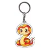 Chaveiro de cobra do zodíaco fofo de desenho animado pingente de acrílico decoração de bolsa animal acessório de presente personalizável