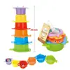 Vasos Apilables de Colores Transfronterizos para Niños, Reconocimiento de Colores, Barco Apilable, Juguete Educativo Acuático para Bebés, para Usar Manos y Mente