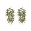Pendientes de hoja con gotas de aceite de aleación elegantes de moda europea y americana, diseño simple que combina con todo, pendientes de hoja con sentido, pendientes transfronterizos para mujer