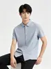 Camisa de Verano Transpirable con Patrón de Nailon, Manga Corta, Lujo Ligero Casual de Negocios, Antibacteriana, Camisa Polo con Cuello de Solapa