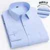 Camisa Masculina de Manga Longa 40% Algodão Cor Sólida Lisa Sarja Base Branca Roupa de Trabalho Gola Branca Traje de Negócios