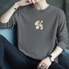 Camiseta de algodón de manga larga para hombre, marca de moda, estampada, cuello redondo, ropa de otoño, marca de moda, camisa de base interior de moda, camiseta fina de algodón