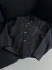 Chaqueta de Traje Estilo Chino Nuevo con Diseño de Salpicaduras de Tinta, Cuello Mao, Adornos Metálicos, Versátil Top de Traje para Moda Callejera de Primavera y Otoño
