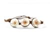 Pulsera de Flor Seca Natural Bola de Cristal Flor Gimmel Regalo Conmemorativo Pulsera Tejida Vintage Tono Shake Misma Pulsera