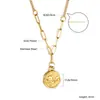 Collar de diseño creativo con forma redonda irregular y colgante de zorro, cadena irregular para la clavícula, joyería de acero inoxidable chapada en oro para mujer