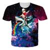 2024 verão transfronteiriço Europa e Estados Unidos Impressão digital 3D novo gato pet manga curta solta casual camiseta masculina