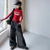 Conjunto deportivo estilo americano para niñas, nuevo modelo otoño 2026 para niños mayores, conjunto de dos piezas con top de manga larga de doble cremallera y pantalones de pierna ancha