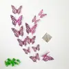 Adesivos de parede autoadesivos 3D criativos coloridos dourados champanhe com borboleta oca tridimensional para parede de fundo decoração de casa adesivos LK08