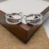 Pendientes Redondos Envueltos en Metal Rombo Estilo Europeo y Americano Aguja de Plata S925 Nuevos de Moda Estilo Genial Pendientes Versátiles de Moda