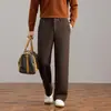 Pantalones de pierna ancha de acetato y lana estilo 'old money' para hombre, pantalones casuales rectos holgados para hombres de mediana edad, pantalones de vestir talla grande