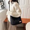 Bolsa Feminina com Texto Estilo Coreano 2023 Nova Fashionável Fashionável Portátil Grande Bolsa Simples de Grande Capacidade Bolsa de Ombro Bolsa Tote Xadrez
