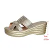 Sandalias para Mujer de Estilo Europeo y Americano para Comercio Exterior en Stock, Nuevos Modelos de Verano, Talla Grande, Cuñas de Moda, Sandalias Slip-On de Suela Gruesa para Aumentar Altura, Modernas