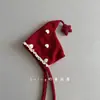 Set de Gorro y Bufanda con Adorno de Encaje para Niña Bebé de Navidad y Año Nuevo Duende Invierno Cálido Tejido Sombrero Infantil