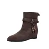 Encontrando elementos étnicos pela primeira vez ~ Botas Martin slip-on de boca larga com contas e bico redondo, novas botas curtas de outono e inverno