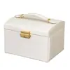 Caja de Joyería con Cerradura de Múltiples Niveles al por Mayor Caja de Joyería de Princesa Caja de Joyería de Belleza Tipo Cajón para Pasadores Caja de Almacenamiento de PU Lg7334