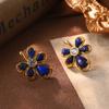 Pendientes de nicho de esmalte estilo cortesano vintage con horquilla de abeja, insecto y perla de alta calidad, de estilo francés antiguo medio