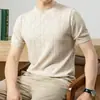 Camiseta de punto para hombre de manga corta, estilo Lyocell Old Money, ropa para hombre, verano 2026, nueva, de negocios, color liso, casual, para mediana edad