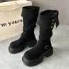 Botas largas de ante con plataforma y aumento de altura para mujer, nuevas botas altas western cowboy hasta la rodilla de otoño e invierno 2026