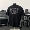 Camiseta Retro Americana de Manga Corta con Perlas y Letras para Hombres y Mujeres Verano Ins Marca de Tendencia Estilo Pareja Top Holgado y Versátil