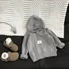 Ropa Coreana para Niños Suéter de Niño 2025 Primavera y Otoño Nuevo Estilo Moda Bebé Niñas Grueso con Capucha Tejido Top