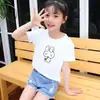 Camiseta de manga corta de algodón puro para niñas, nuevo estilo de verano para niños mayores, niños de mediana edad, niñas pequeñas, camisa elegante para bebés, top para niños