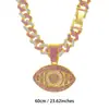 Collar Colgante Ojos de Ángel Diamante Rosa de Dos Tonos Ojos Grandes Joyería Hip-Hop Transfronteriza Europea y Americana Joyería de Moda para Mujer Venta al por Mayor
