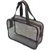 Bolsa de Maquiagem de Grande Capacidade, Bolsa de Banho Portátil Drenável de Malha, Bolsa de Higiene Pessoal de Malha para Exterior, Bolsa de Armazenamento para Natação