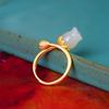 Anel Aberto Elegante Retro de Prata Esterlina S925 Ouro 18K Natural Hotan Orquídea Esmalte Dourado Fosco