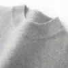 Nueva camiseta básica de punto de cachemira para otoño e invierno, cálida de manga larga, agradable para la piel, jersey de cuello semi-alto para hombre, para commuting de negocios