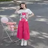 Conjunto de Verão 2026 para Meninas Novo Estiloso Moda Infantil com Manga Curta para Crianças Médias e Grandes Roupas de Verão Dopamina Conjunto de Duas Peças