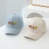 Chapéus Infantis para Passeio de Verão Chapéu de Rede Rosto Sorridente Carta Olá Boné de Baseball Chapéu Protetor Solar para Exterior Chapéu de Aba Estrangeiro