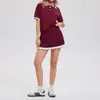 Nova Camiseta Polo Estilo Americano para Mulheres, Novo Estilo Primavera e Verão, Ombro Normal Manga Curta Slim Fit Conjunto de Roupa Esportiva Yoga Tênis