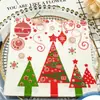 Guardanapo quadrado de papel tissue com estampa de árvore de Natal restaurante café lenço de papel facial dobrável