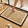 Tapete de chão de banheiro cartoon, tapete absorvente de terra de diatomáceas para entrada de lavatório e vaso sanitário, tapete para os pés resistente à sujeira com absorção rápida de água