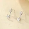 Pendientes de Flor con Incrustaciones de Diamantes de Plata de Ley 925 de Venta Caliente Transfronteriza para Mujer, Pendientes y Accesorios para Orejas de Gama Alta de Uso Dual