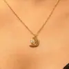 Elegante Collar de Dama con Circonita Incrustada de Estrella Luna Joyería Transfronterizo Nuevo Hueco Cara Sonriente Cadena para Clavícula Mujer