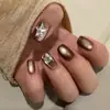 10 Peças de Unhas Postiças Codificadas Feitas à Mão para Manicure Gradiente Olho de Gato Brilho Luxo Acessível High-End Clareamento Removível