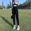 Jeans Harem Negros de Cintura Alta para Mujer, Nuevo Otoño 2025, Delgados, Sueltos, Cortos, Estilo Zanahoria, Dad Pants