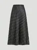 Falda Midi de Satén con Lunares Estilo Retro Francés Falda Transfronteriza Europea y Americana