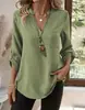 2026 Primavera/Verano Europeo y Americano Comercio Exterior Transfronterizo Nueva Camisa para Mujer Holgada Talla Grande Cuello en V Color Sólido Corte Holgado