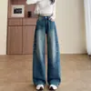Calça Jeans Wide Leg Floral Vintage para Mulheres 2025 Tendência Novo Estilo Super Popular Caimento Solto Valoriza o Corpo Tipo Pera Calças Compridas