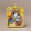 Pingente Thangka do Tibete Zakilam Quadrado Liga de Aço Titânio Dourado Várias Cores Padrões Dourados Podem Ser Escolhidos Direto da Fábrica